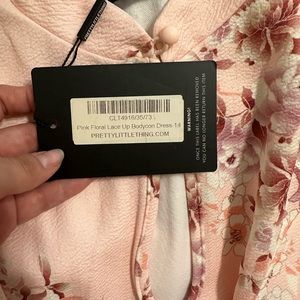 Pink floral body con dress